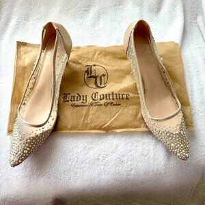 Lady Couture ChampagneGold Sparkly Kitten Heel Pumps 39 European Size US size 8M